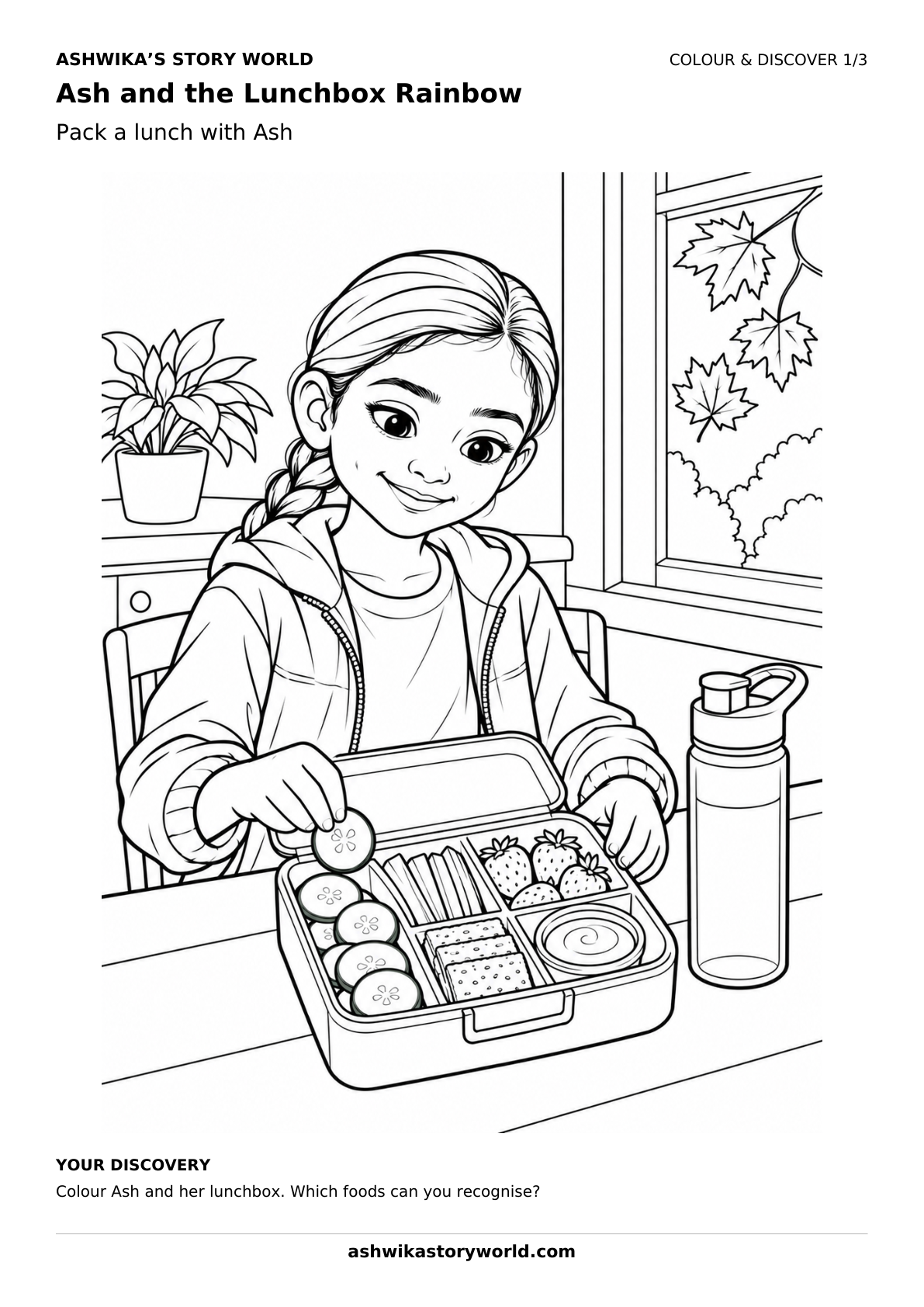 A lunchbox discovery — Ash and the Lunchbox Rainbow branded colouring sheet