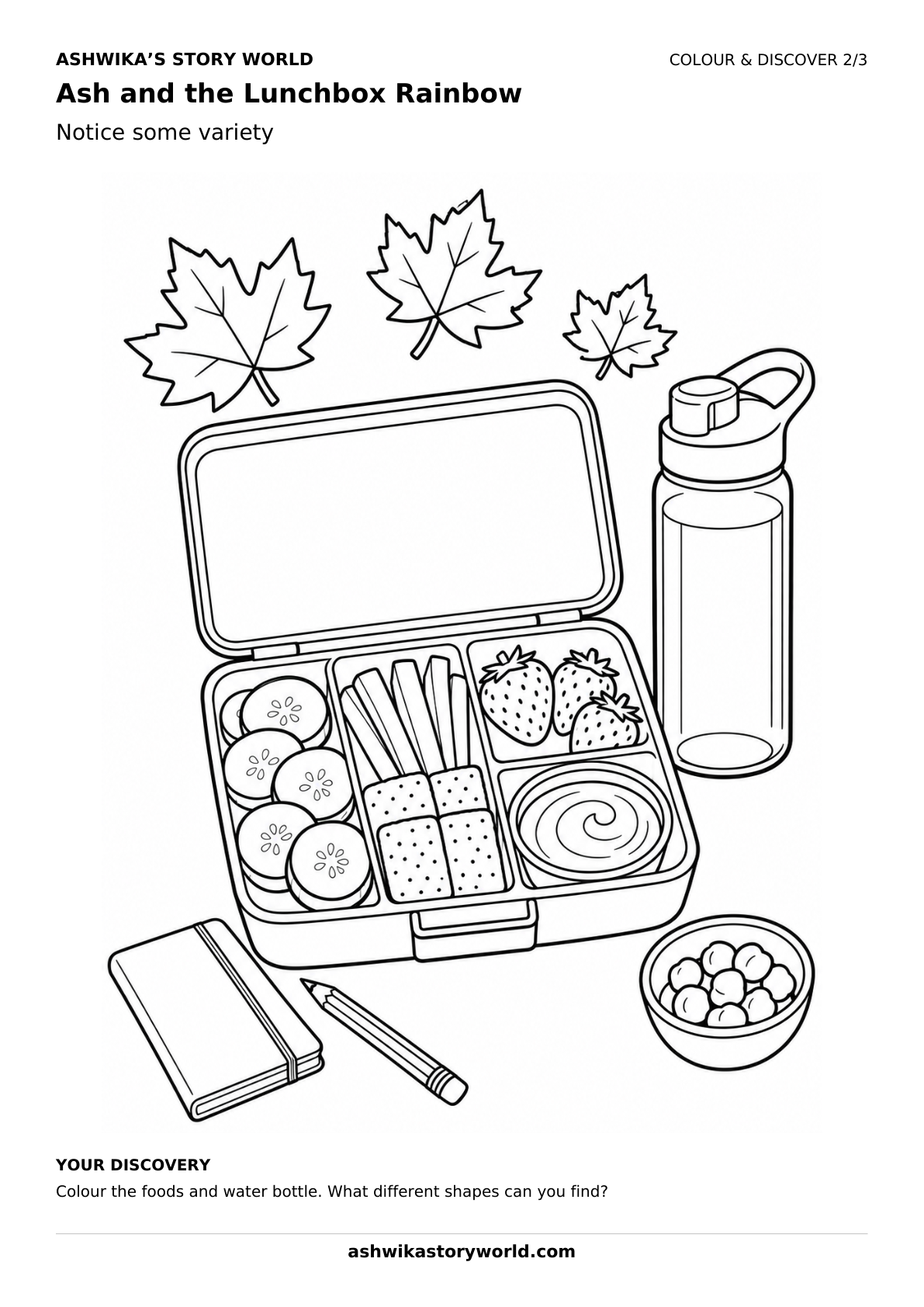 More than colours — Ash and the Lunchbox Rainbow branded colouring sheet